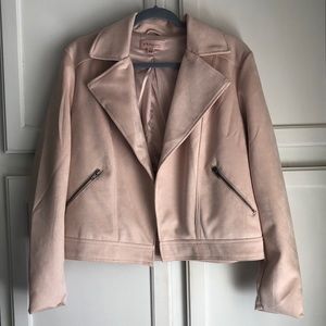 Pink faux, suede philosophy, cropped jacket